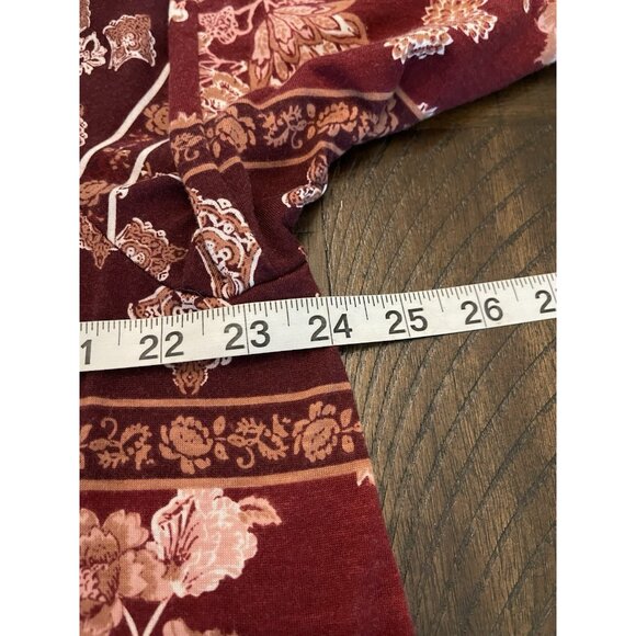 Signature Studio Burgundy Top Floral Velvet Trim 3/4 Sleeve Boho Peasant Size 2X - Picture 8 of 9